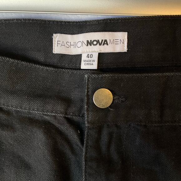 Fashion Nova Men Jeans size 40 Black Mid Rise Straight Leg - Picture 10 of 11